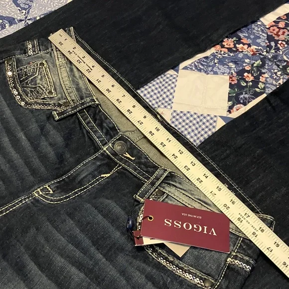 Vigoss Dark Blue Boot Cut Jeans with White Stitching - Picture 6 of 11